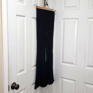 H&M, LivaEco, black, fitted, bell/flare ankle, stretch, ribbed, pants, new